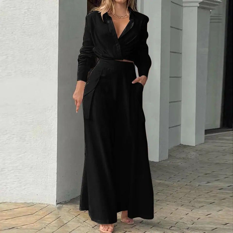 Women's Elegant Two Piece Set, Full Sleeve Crop Top L B-65889 - TUZZUT Qatar Online Shopping
