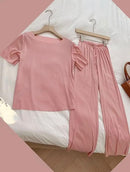 Summer Women's Ice Silk Pajamas Set S3226701 - TUZZUT Qatar Online Shopping