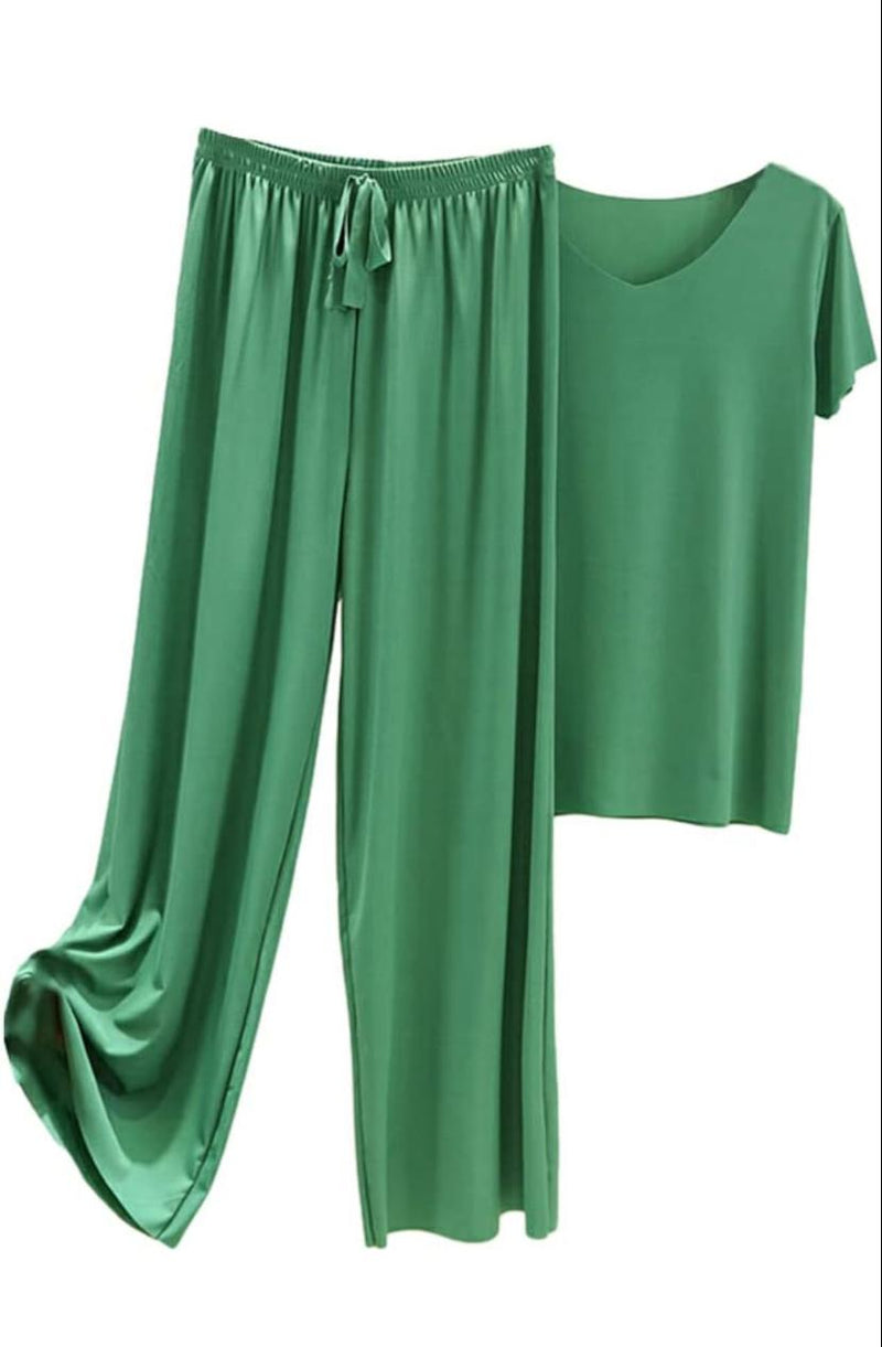 Summer Women's Ice Silk Pajamas Set S3226701