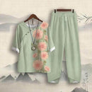 Cotton 2 Piece Outfits For Women Boho Wide Leg Pants Suit 0010070 - TUZZUT Qatar Online Shopping