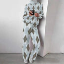 Flamingals Women's Allover Print High Neck Top & Pants Set Casual Set 071000452 - TUZZUT Qatar Online Shopping