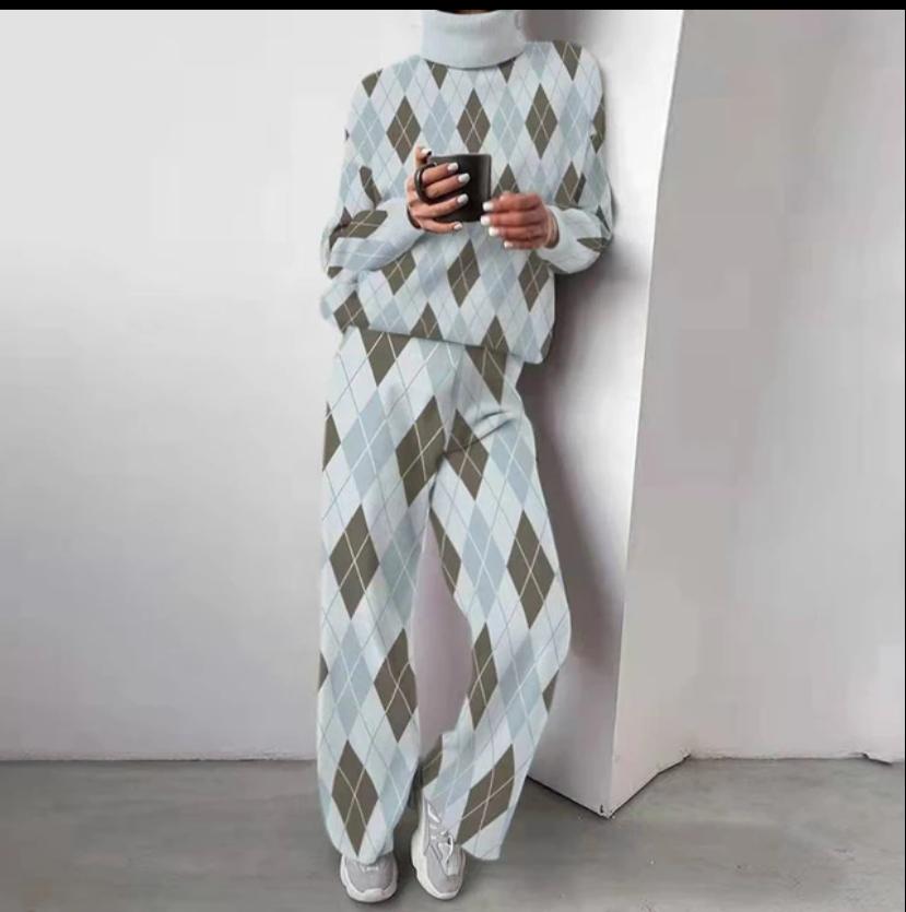 Flamingals Women's Allover Print High Neck Top & Pants Set Casual Set 071000452 Flamingals Women's Allover Print High Neck Top & Pants Set Casual Set 071000452