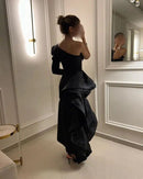 Prom Dresses Black Sheath One Shoulder Formal Occasion Evening Gowns S B-46304 - TUZZUT Qatar Online Shopping