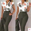 Elegant Women Printed Two Piece Suit Sets with Belt B-101255 - TUZZUT Qatar Online Shopping