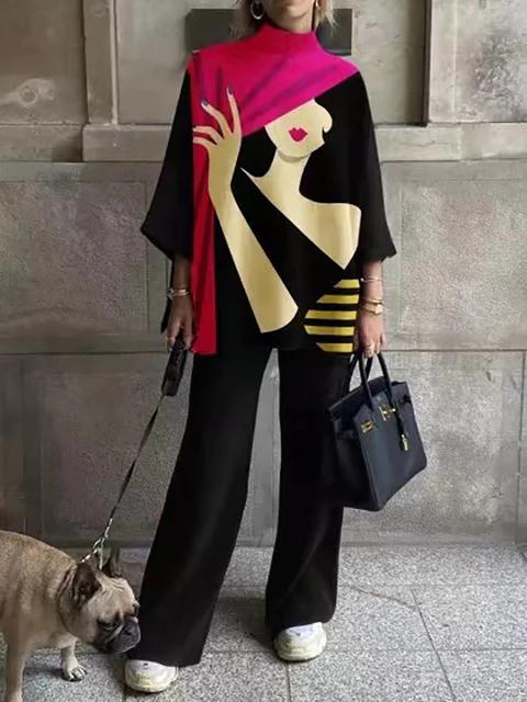 Tops And Wide Leg Pants Suit Elegant Lady Two Piece Set Tracksuits S2072190 Tops And Wide Leg Pants Suit Elegant Lady Two Piece Set Tracksuits S2072190