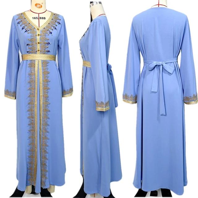 Women Islamic Rhinestone Abaya Turkey Caftan Dress S4833026 - TUZZUT Qatar Online Shopping
