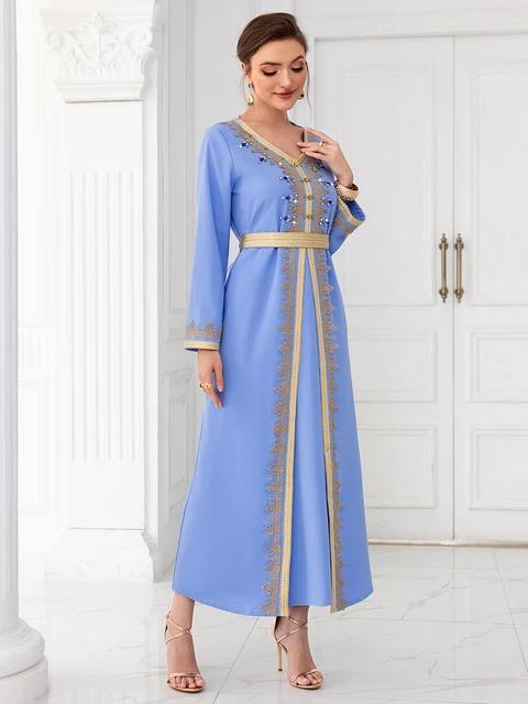 Women Islamic Rhinestone Abaya Turkey Caftan Dress S4833026 - TUZZUT Qatar Online Shopping