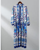 Women's Katleya Saks Blue Button Detailed Casual Dress B-113599 - TUZZUT Qatar Online Shopping