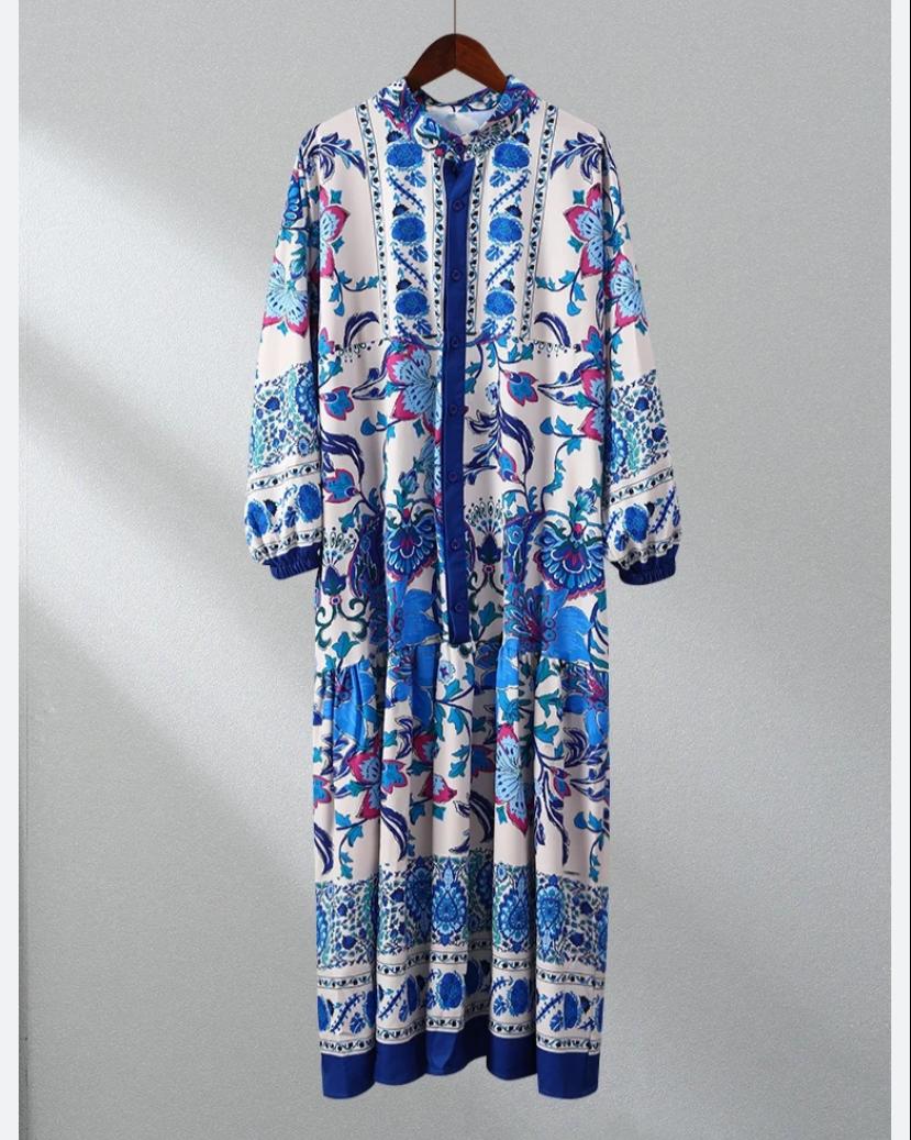 Women's Katleya Saks Blue Button Detailed Casual Dress B-113599 Women's Katleya Saks Blue Button Detailed Casual Dress B-113599