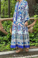 Women's Katleya Saks Blue Button Detailed Casual Dress B-113599 - TUZZUT Qatar Online Shopping