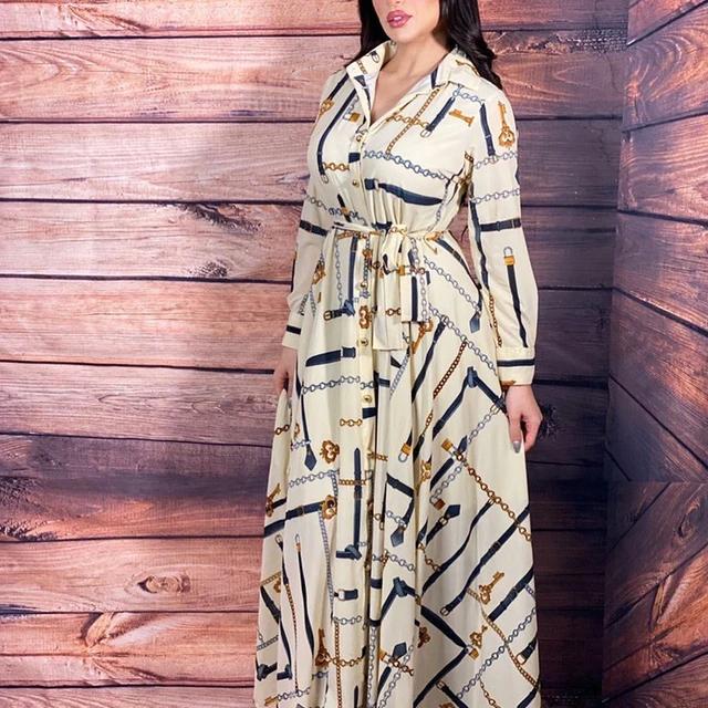 Chain Printed Women Kaftan Dress  S3769069 - TUZZUT Qatar Online Shopping