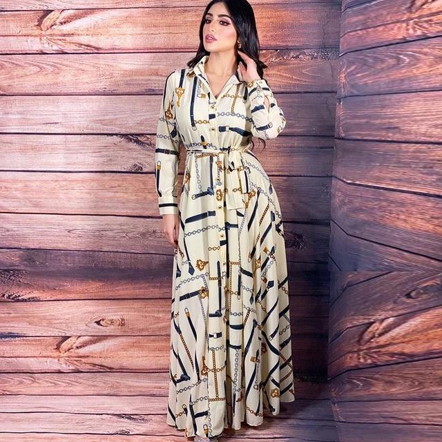 Chain Printed Women Kaftan Dress  S3769069 - TUZZUT Qatar Online Shopping