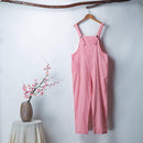 Vintage Women Cotton Linen Wide Leg Jumpsuit Plus Size Sleeveless 0009340 - TUZZUT Qatar Online Shopping