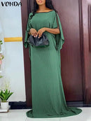 VONDA Autumn Women's Dress 3/4 Sleeve 5XL S4601713 - TUZZUT Qatar Online Shopping