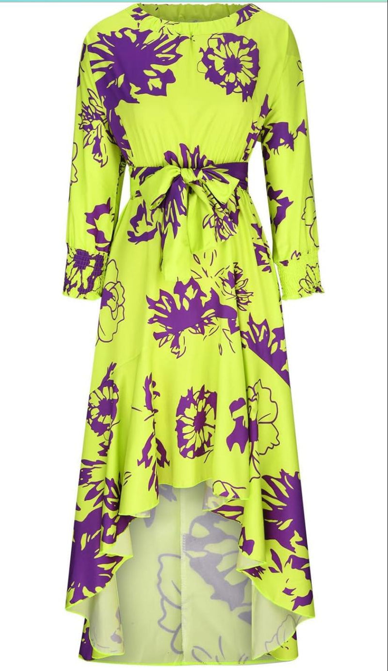 Women Off Shoulder Floral Print Ankle Length Slash Neck Maxi Dress B-58760 - TUZZUT Qatar Online Shopping