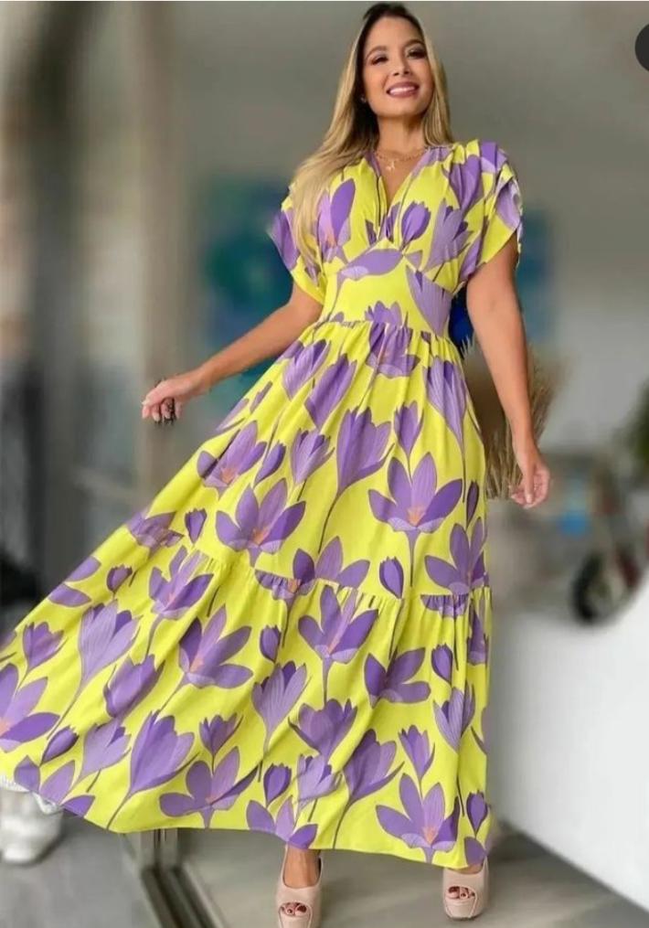 Floral Print Half Sleeve Pleated Womens Maxi Dress S4586904 - TUZZUT Qatar Online Shopping