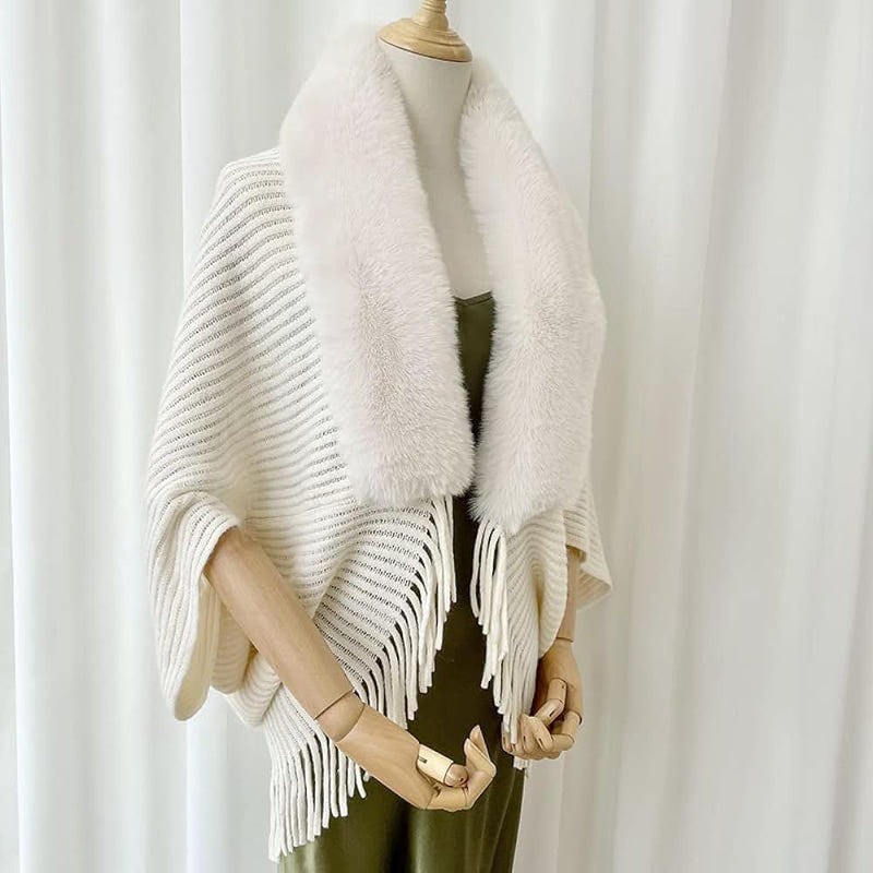 Autumn Loose Thick Imitation-Rabbit Fur Collar Sweater Women Winter Fashion Ladies Cardigan Knitted Wool Shawl Sweater Tops B-258741 - TUZZUT Qatar Online Shopping