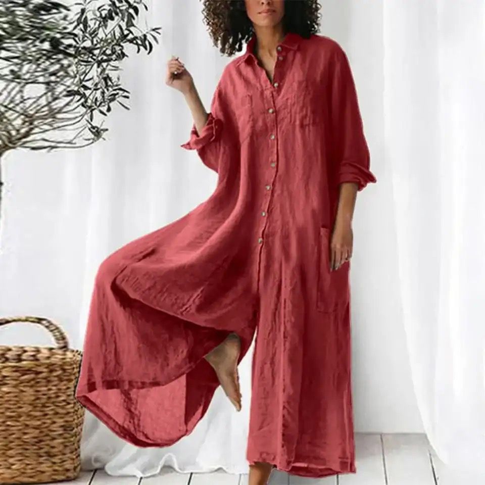 Women Loose Cotton Linen Jumpsuit 37783 Women Loose Cotton Linen Jumpsuit 37783