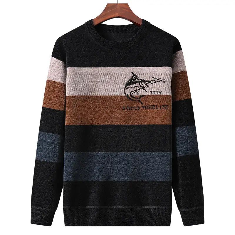 New Men's Chenille Warm Sweater Thick Plush Knitted Casual Fashion Sweater M S4391268 - TUZZUT Qatar Online Shopping