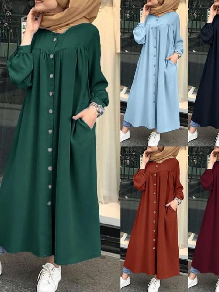 Muslim dress women long sleeve hijab shirt long dress B-92587 - TUZZUT Qatar Online Shopping