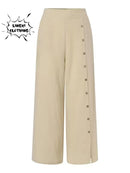Femme Casual Wide Leg Pants Spring Women Elastic Loose Trousers Work Palazzo Solid Fashion Buttons Pantalon Oversize S4075654 - TUZZUT Qatar Online Shopping