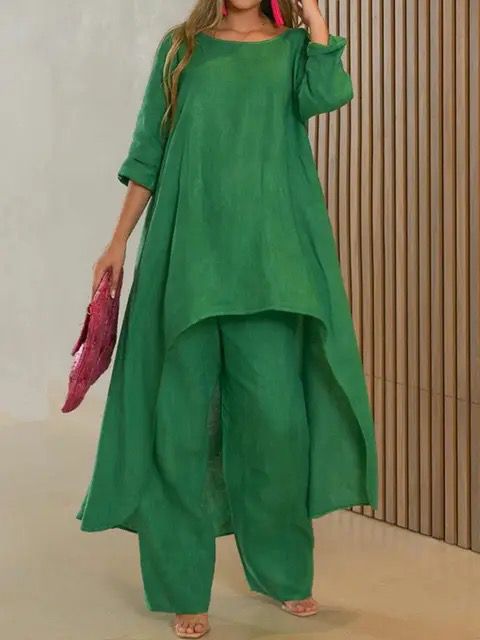 Women Casual 2 Piece Set O-Neck Long Sleeve Top and Wide Leg Pants 2XL B-54276 Women Casual 2 Piece Set O-Neck Long Sleeve Top and Wide Leg Pants 2XL B-54276