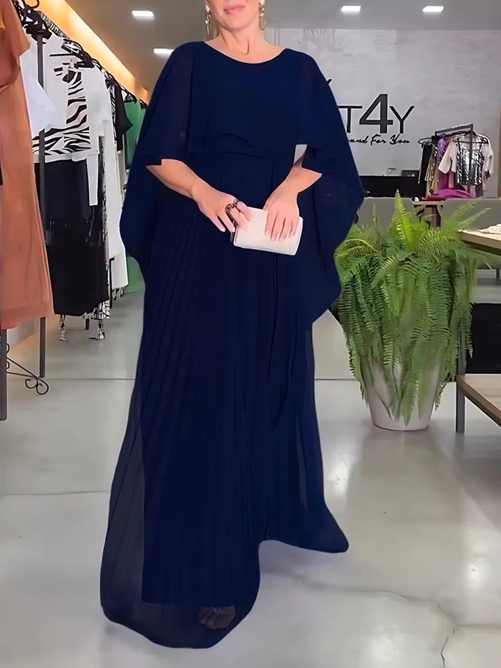 Women's Long Chiffon Pleated Dinner Party Dress B-87764 - TUZZUT Qatar Online Shopping