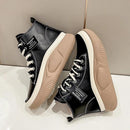 Women's Genuine Leather Lace Up Thick Flat Bottom Ankle Boots CLR-16 - TUZZUT Qatar Online Shopping