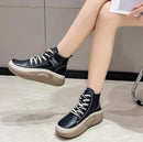 Women's Genuine Leather Lace Up Thick Flat Bottom Ankle Boots CLR-16 - TUZZUT Qatar Online Shopping