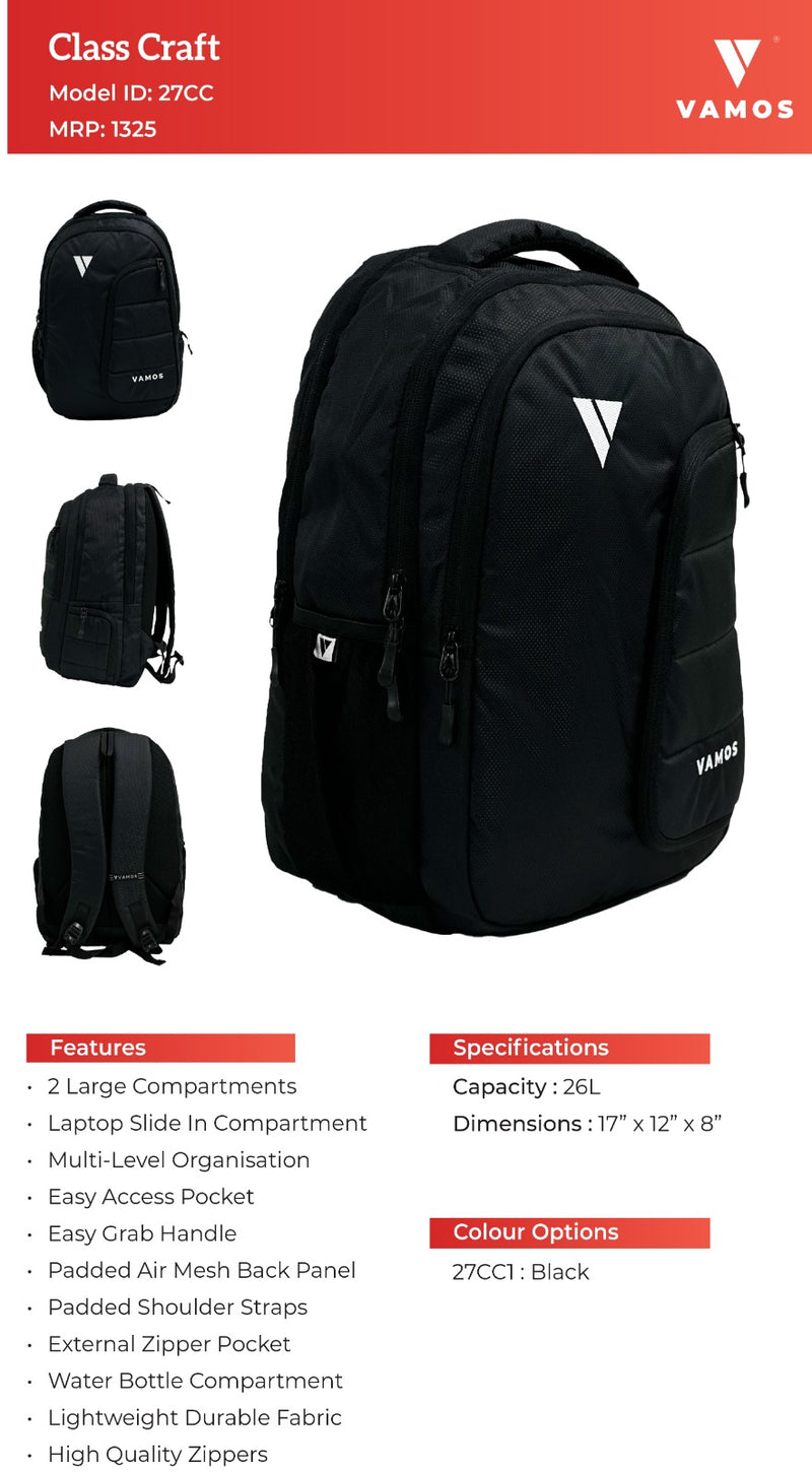 VAMOS Class Craft Back Pack 27CC1 - Capacity : 26L - TUZZUT Qatar Online Shopping