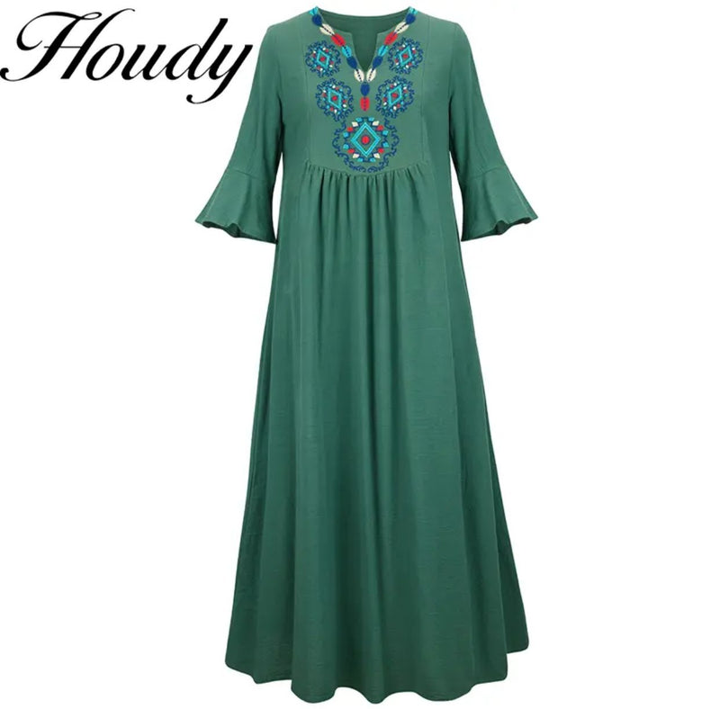 Muslim Fashion Printed Abaya Dress Full Cardigan Kimono Robe M S3684241 - TUZZUT Qatar Online Shopping