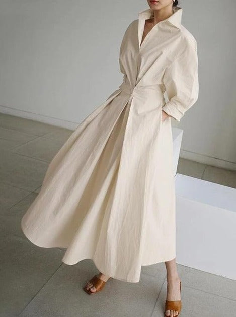 Womens Long Sleeve Shirt Casual Loose Slim Waist Dress B-103076 - TUZZUT Qatar Online Shopping