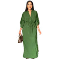 Womens Fashion Drawstring Rollable Solid Split Maxi Dress B-74107 - TUZZUT Qatar Online Shopping