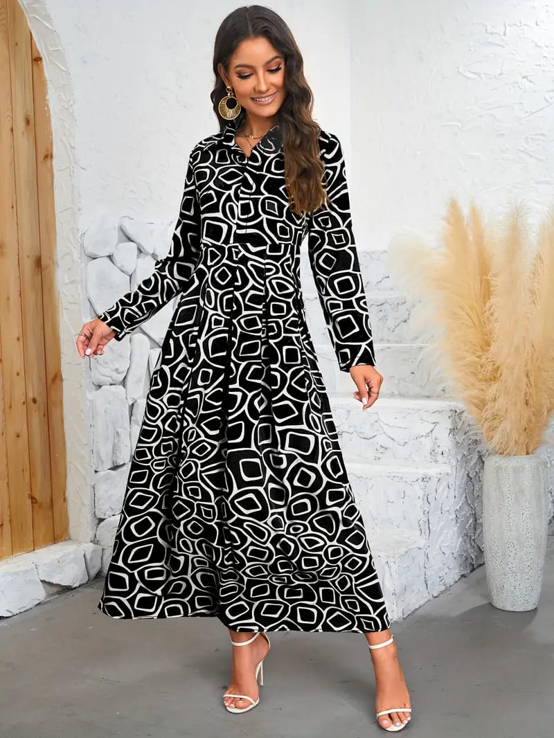 Zanzea Graphic Print Maxi Dress 5XL S4546762 - TUZZUT Qatar Online Shopping