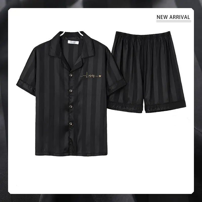Men's Satin Sleepwear Set Summer Shorts Plus Size XL X4505544 - TUZZUT Qatar Online Shopping