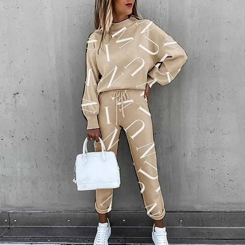 Long Sleeve Pocket Blouse Drawstring Pants Suit Spring Autumn S 070087492 - TUZZUT Qatar Online Shopping