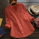 Summer Linen Shirt Women Long Sleeve Blouse 0010090 - TUZZUT Qatar Online Shopping