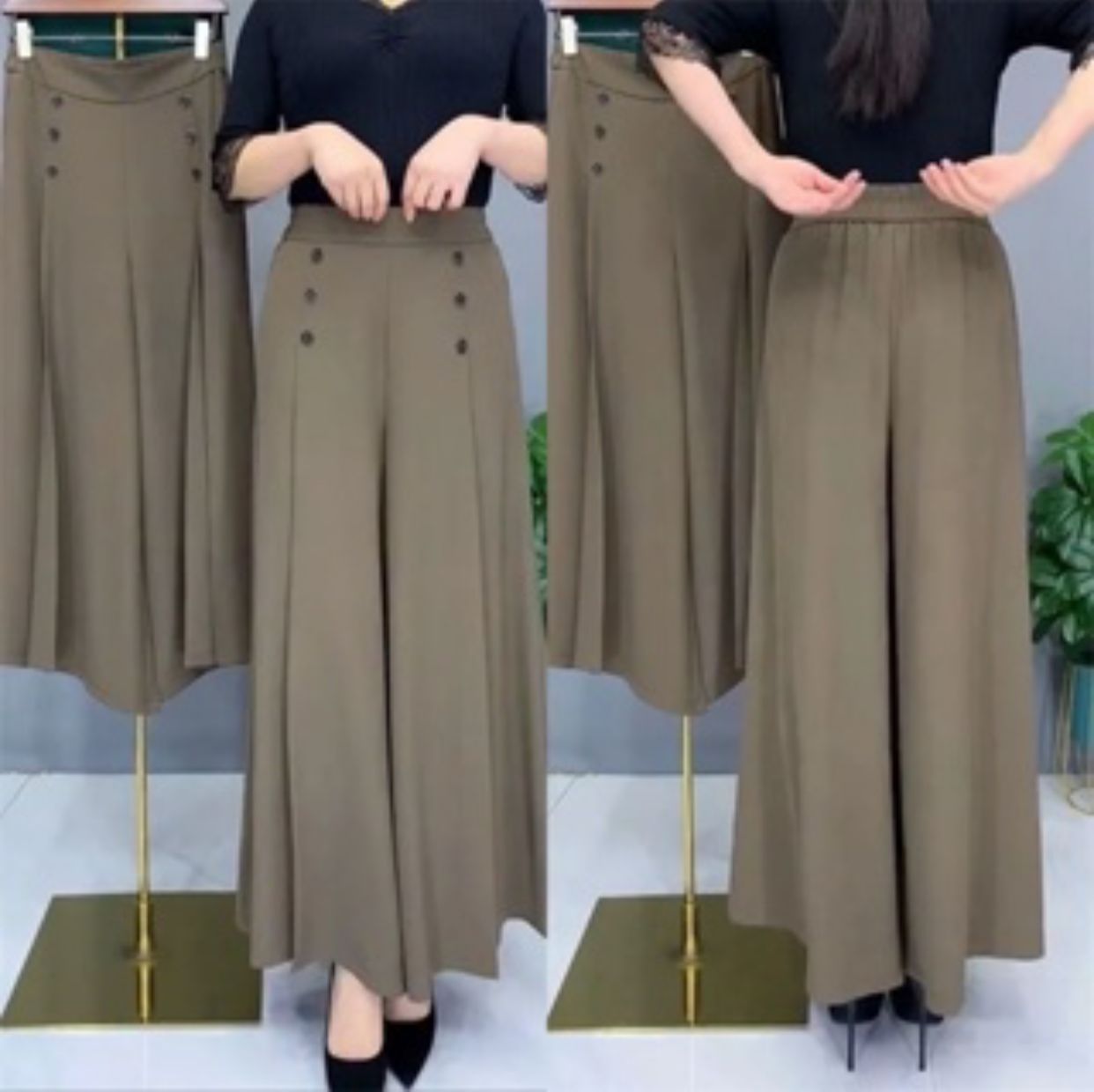 Stylish Wide Leg Pleated Pants M B-110375 Stylish Wide Leg Pleated Pants M B-110375