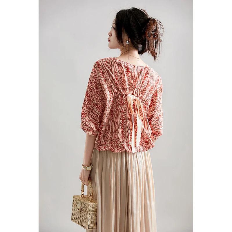 Vintage Bowknot Blouse Women L S4957073 Vintage Bowknot Blouse Women L S4957073