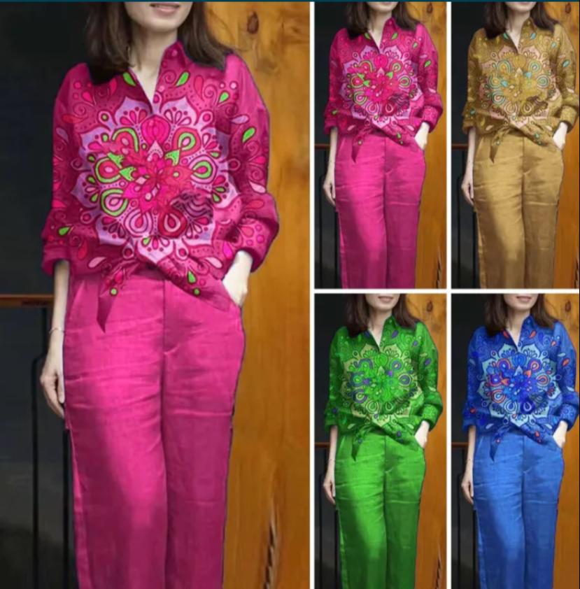 Casual Tracksuit women Summer Outfits Printing Regular Sleeve Top Wide Leg Pant Sets Female Clothes 4XL B-56112 Casual Tracksuit women Summer Outfits Printing Regular Sleeve Top Wide Leg Pant Sets Female Clothes 4XL B-56112
