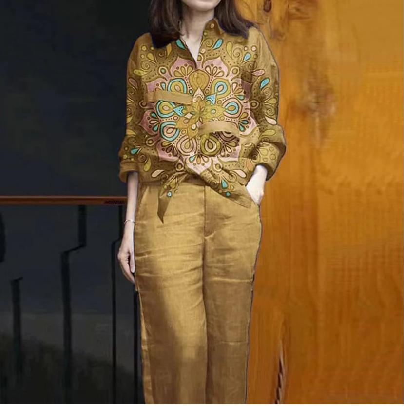Casual Tracksuit women Summer Outfits Printing Regular Sleeve Top Wide Leg Pant Sets Female Clothes 4XL B-56112 Casual Tracksuit women Summer Outfits Printing Regular Sleeve Top Wide Leg Pant Sets Female Clothes 4XL B-56112