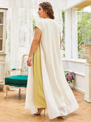 Womens Fashion Plus Contrast Geo Dual Pocket Fringe Tunic Dress S4464445 - TUZZUT Qatar Online Shopping