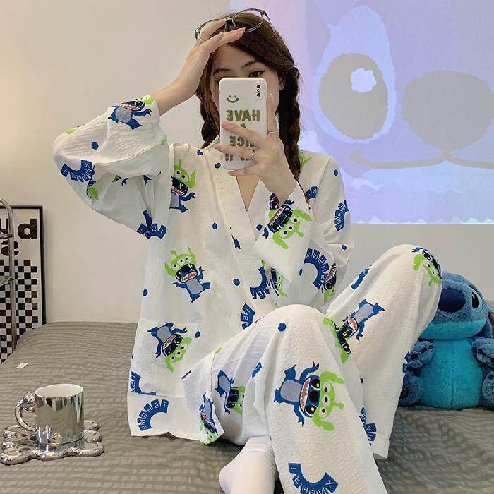 Women's Sleepwear Cotton Pajamas Women Summer Long Sleeve Pants S4645718 - TUZZUT Qatar Online Shopping
