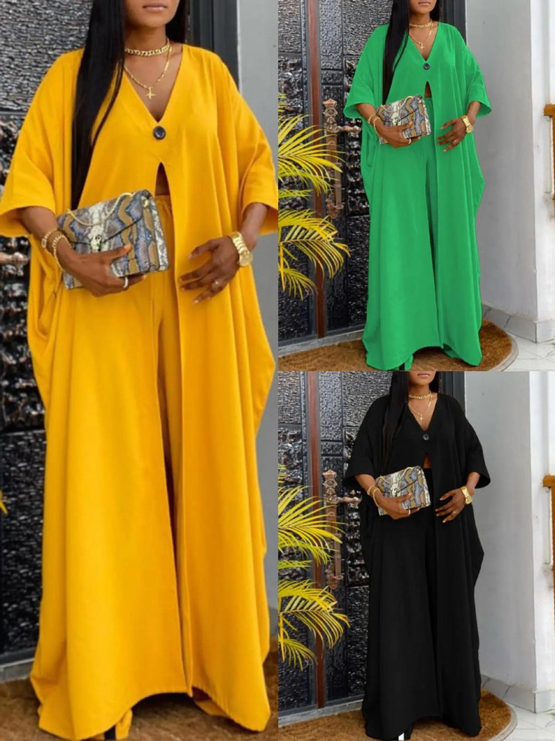 Womens Plus Size Solid Color Cardigan Women Suits Set B-70080 - TUZZUT Qatar Online Shopping