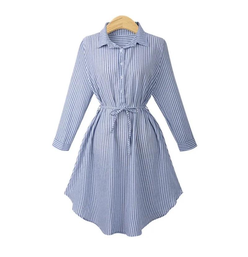 Autumn and winter stripe bandage women casual shirt dress B-42723 Autumn and winter stripe bandage women casual shirt dress B-42723