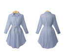 Autumn and winter stripe bandage women casual shirt dress B-42723 - TUZZUT Qatar Online Shopping