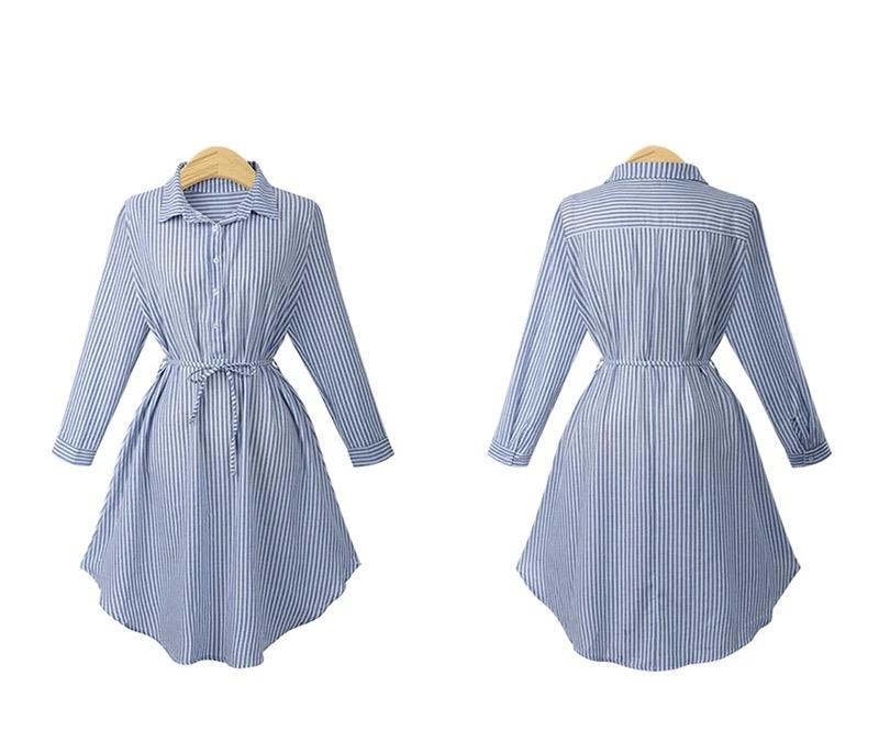 Autumn and winter stripe bandage women casual shirt dress B-42723 Autumn and winter stripe bandage women casual shirt dress B-42723