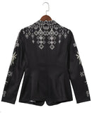 Pattern Print Lapel Long Sleeve Pockets Business Jacket XL 070042671 - TUZZUT Qatar Online Shopping