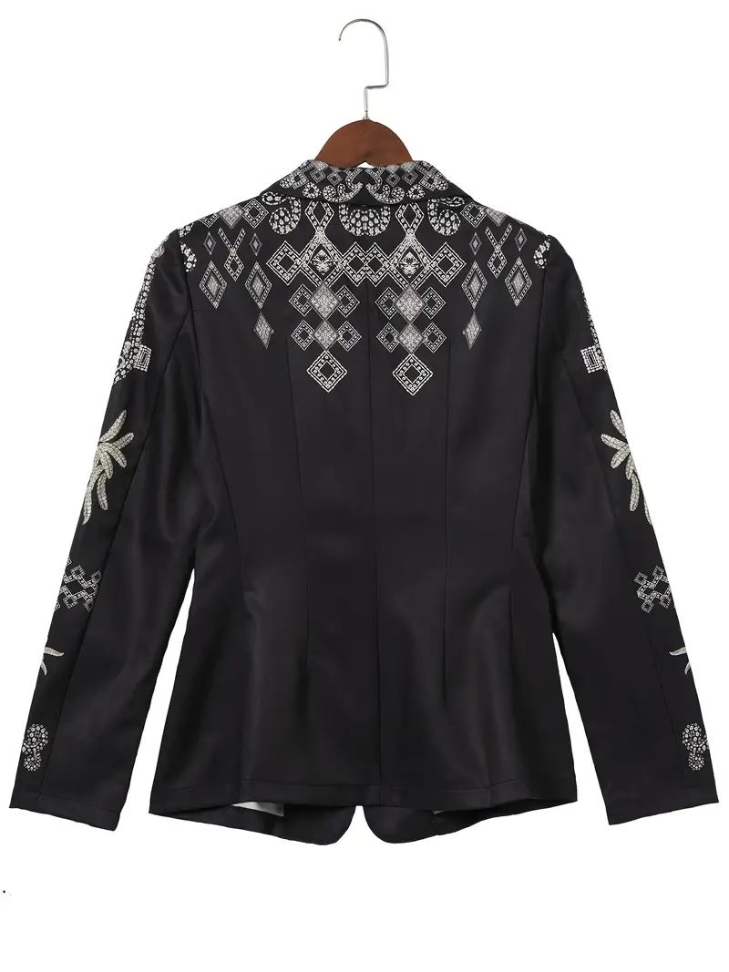 Pattern Print Lapel Long Sleeve Pockets Business Jacket XL 070042671 Pattern Print Lapel Long Sleeve Pockets Business Jacket XL 070042671