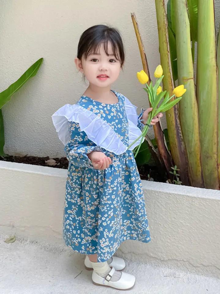 Girls Korean Fashion Ruffles Patchwork Floral Dresses 5-6 Y X6872306 - TUZZUT Qatar Online Shopping